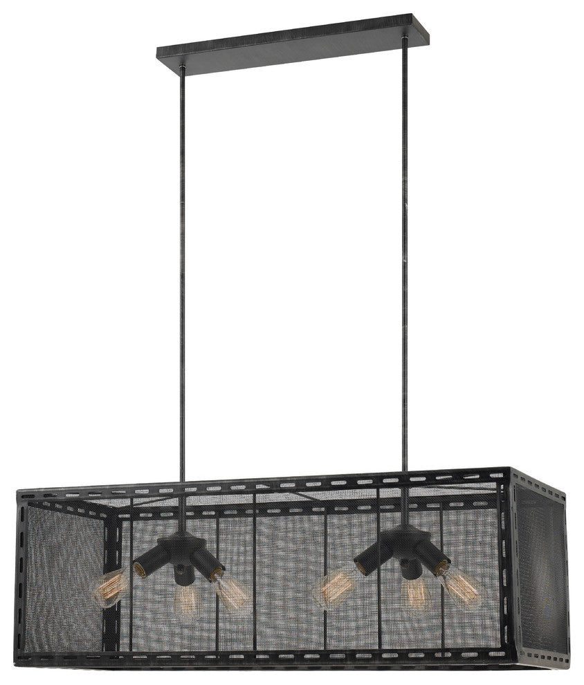 60W Evanston Metal Chandelier, Iron Finish, Black Iron Shade