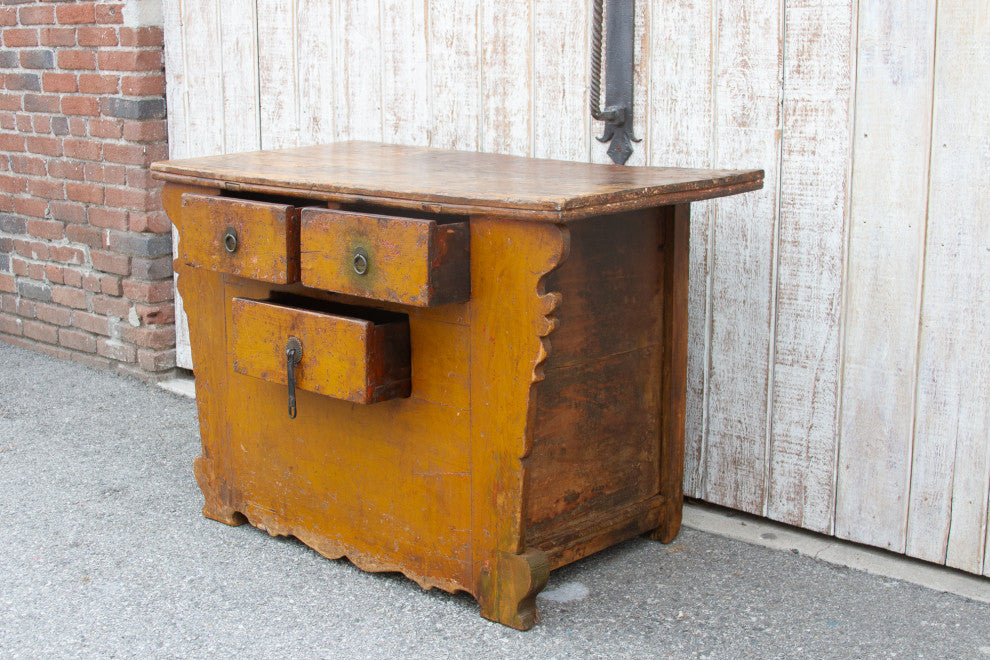 Antique Ming Style Yellow Money Chest