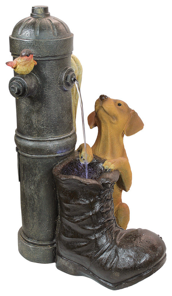 Fire Hydrant Pooch Sculptural Fountain