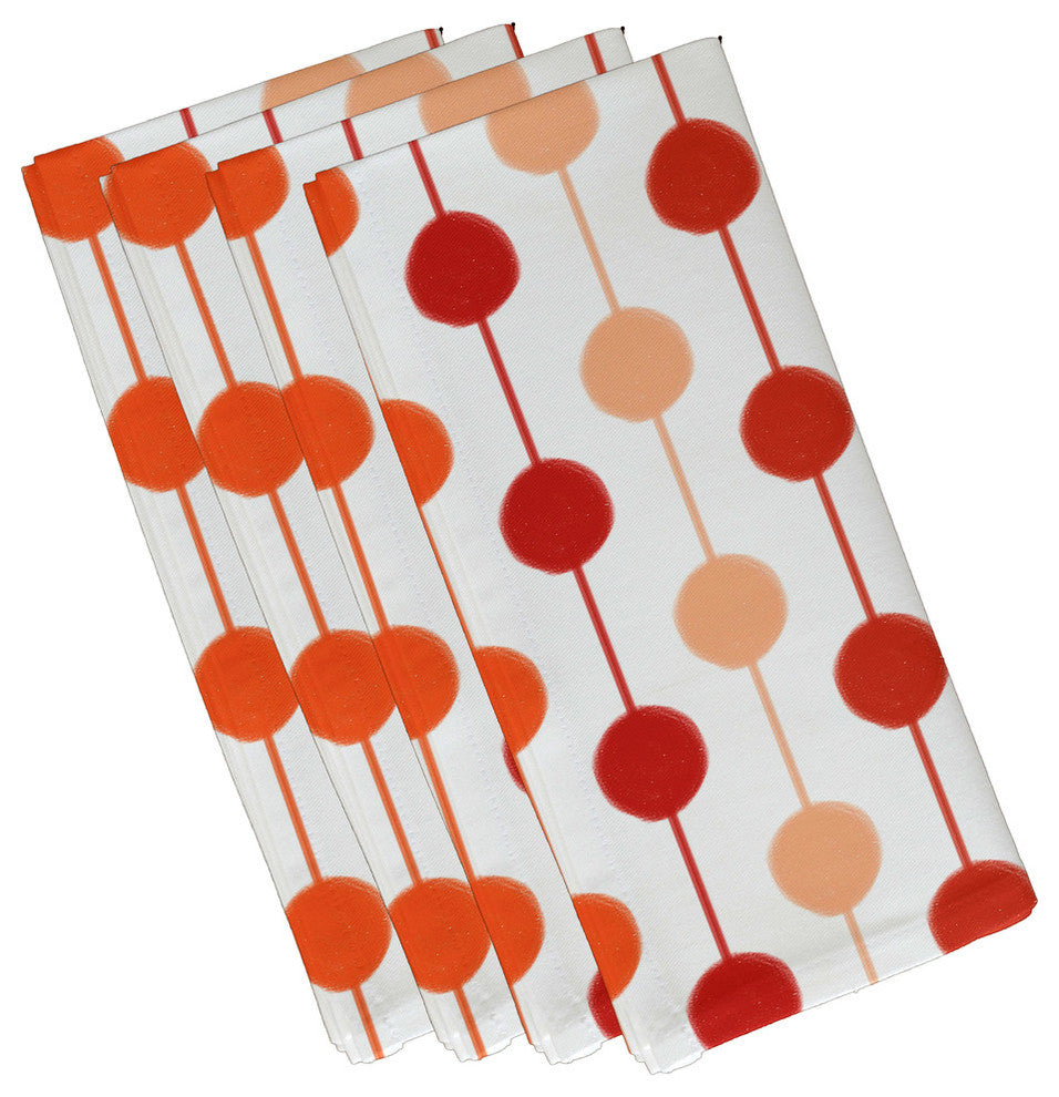 Brady Beads, Stripe Print Napkin, Set of 4, Orange