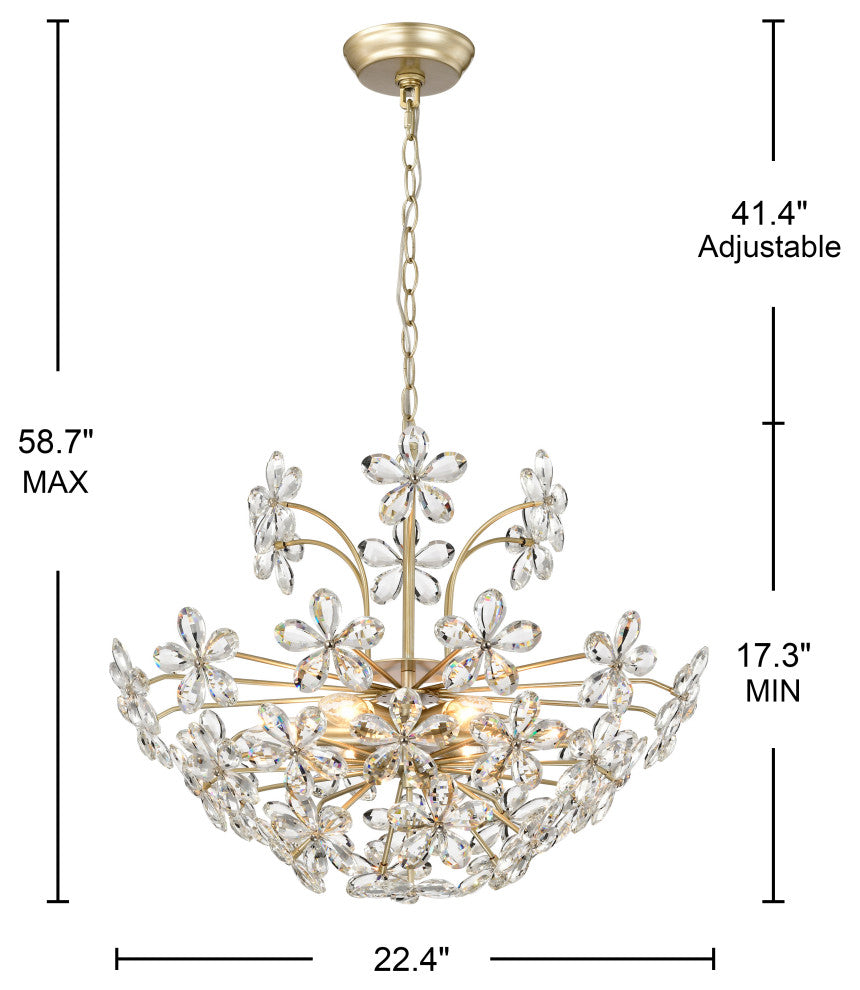 Grace 6-Light Daisy Flower Crystal Large Size Chandelier