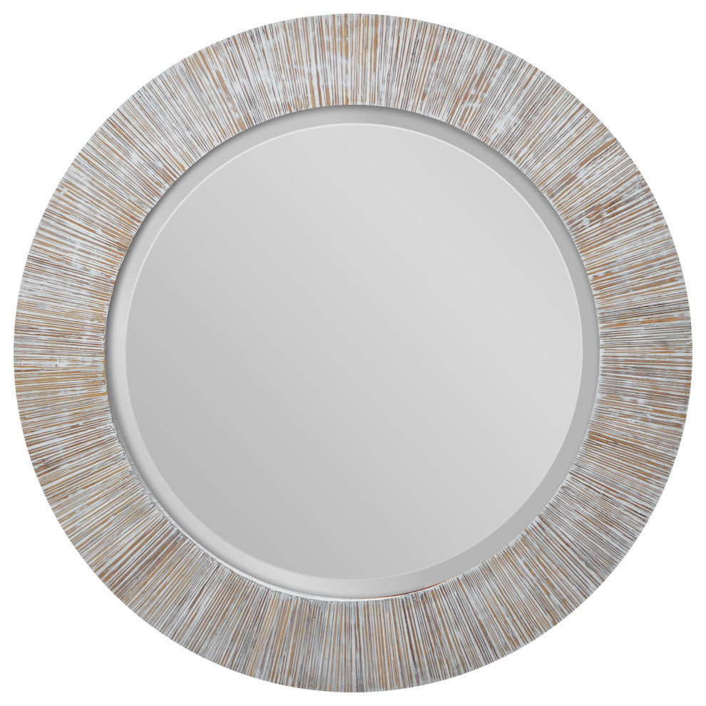 Uttermost Repose Whitewash Round Mirror