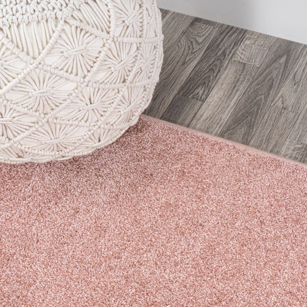 Haze Solid Low-Pile Runner Rug, Pink, 9 X 12