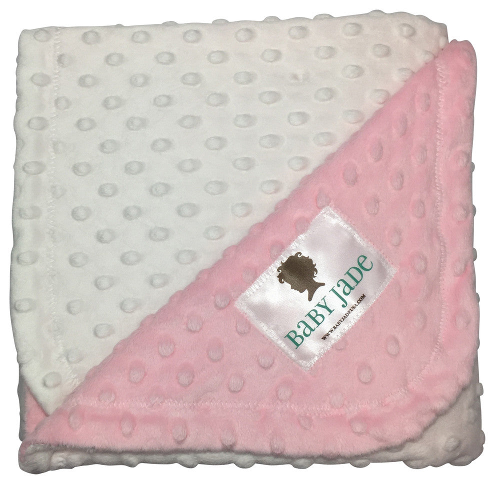 Baby Jade Baby Pink and Ivory Minky Blanke