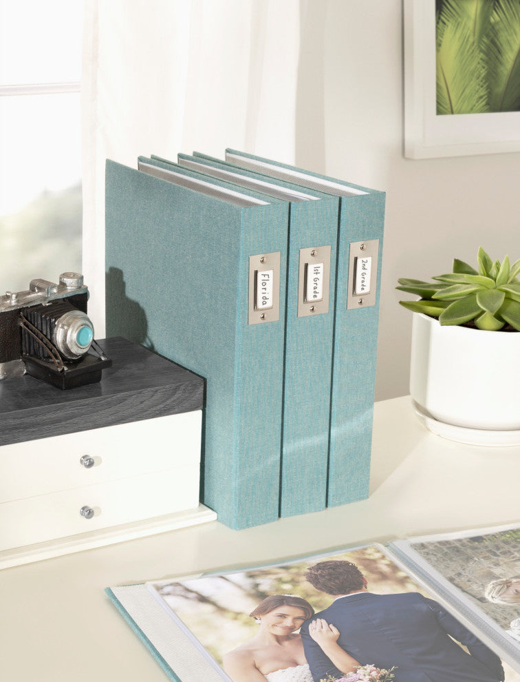 Cydney Set of 4 Fabric Photo Albums, Teal 40 Photos