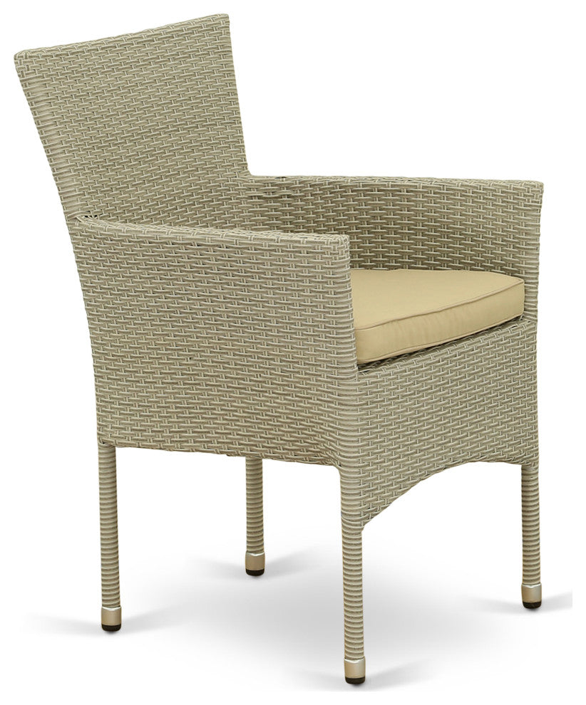 7Pc Outdoor- Natural Color Wicker Dining Set, Patio Table, 6 Armchair