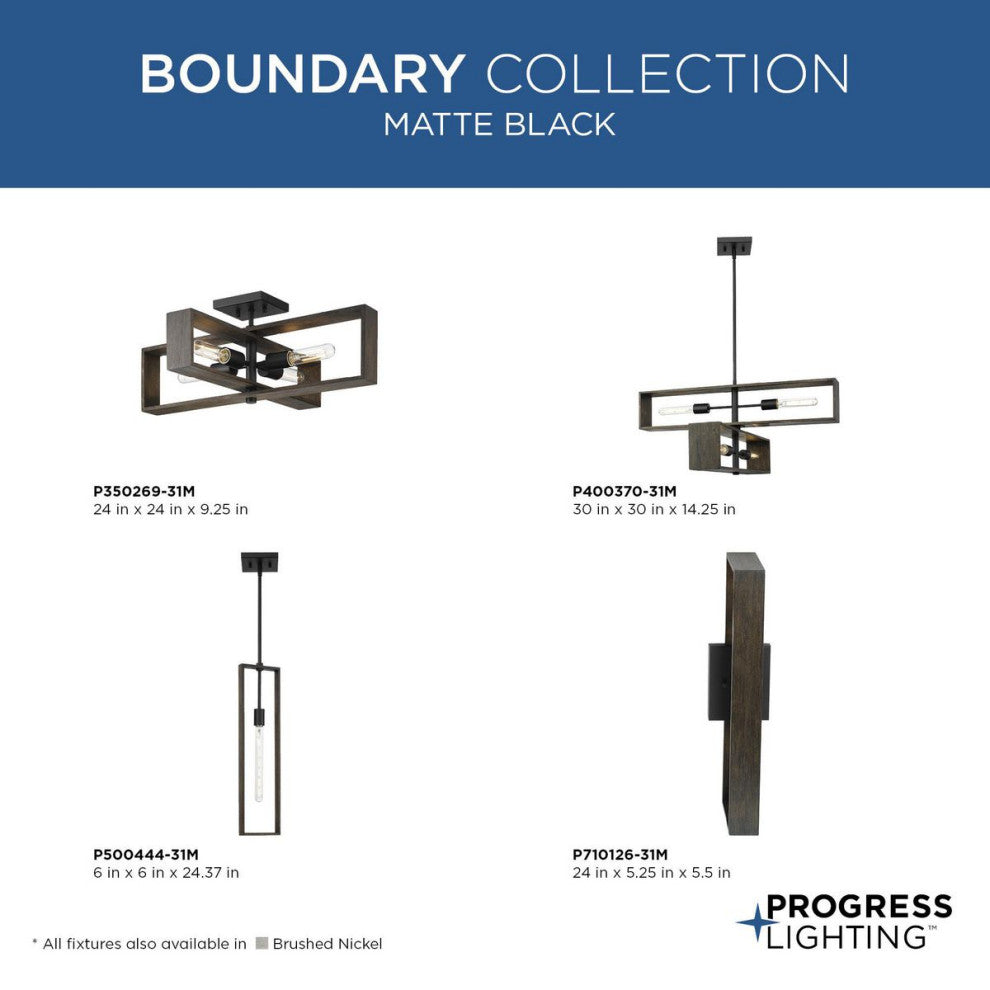 Boundary Collection 24" 4-Lt Semi-Flush Mount Light, Matte Black