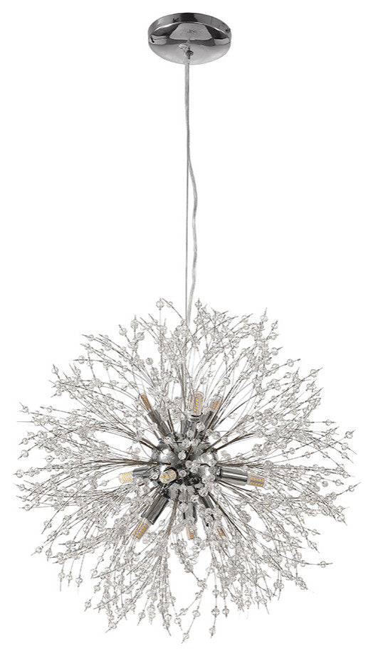 Modern Crystal Firework Sputnik Chandelier, Chrome, 9 Light