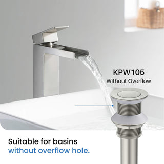 Bathroom Sink Pop Up Drain Stopper, 12" Tailpiece Without Overflow, Brushed Nickel