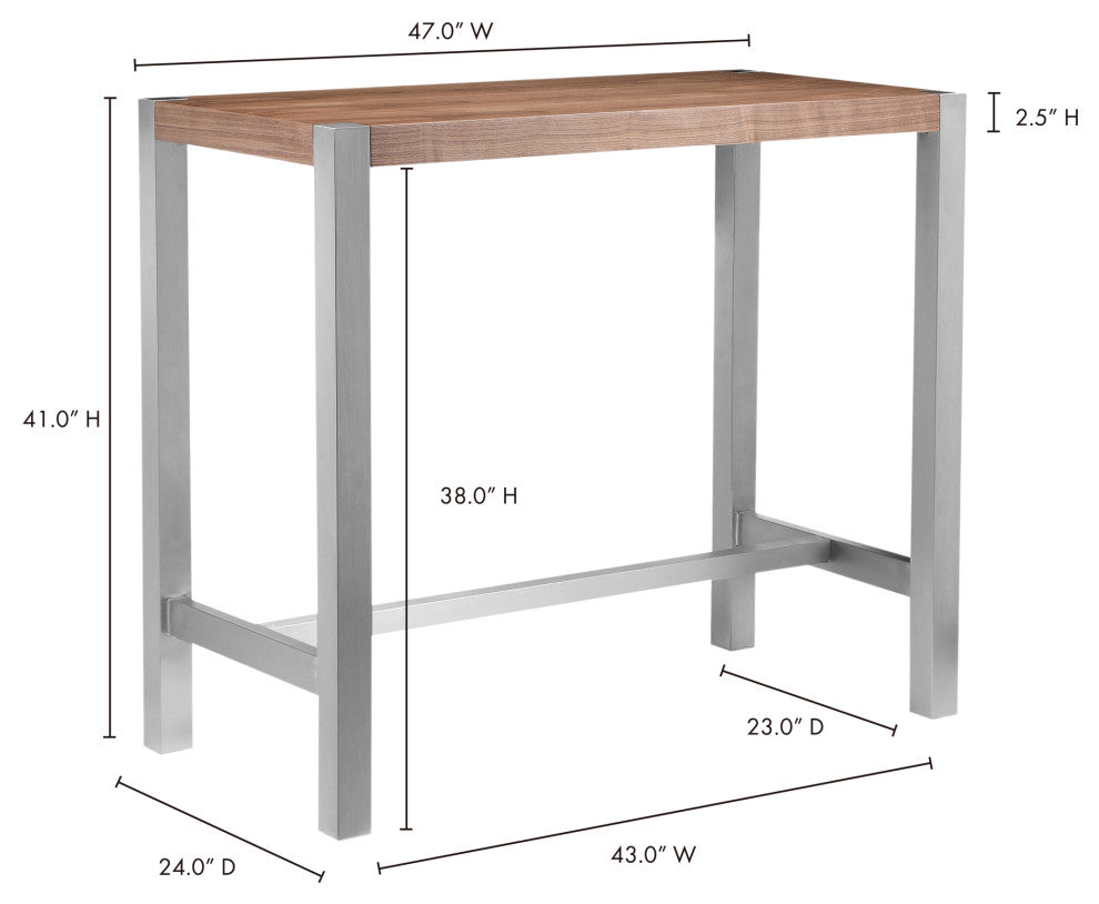 Modern Riva Bar Table Walnut - Brown