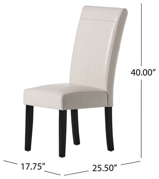 GDF Studio Emilia Pu Leather Dining Chairs, Set of 2, Ivory