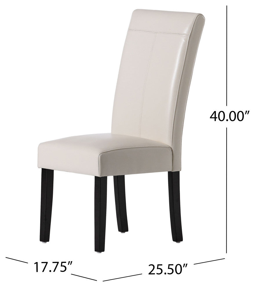 GDF Studio Emilia Pu Leather Dining Chairs, Set of 2, Ivory