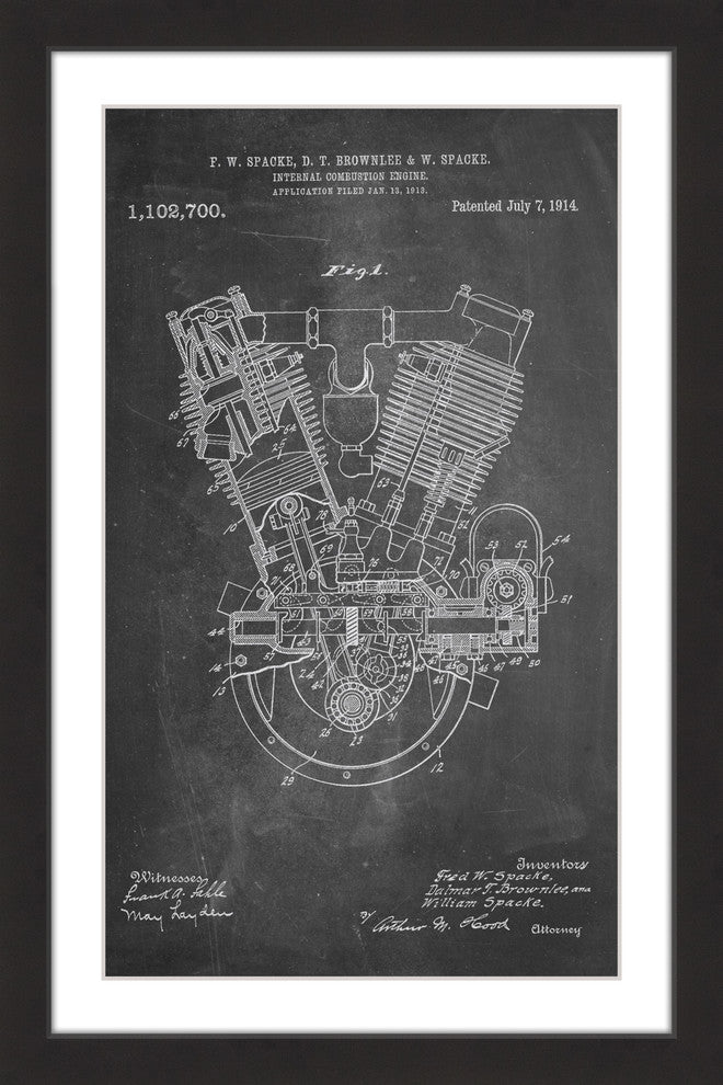 "Engine 1914 Chalk" Framed Painting Print