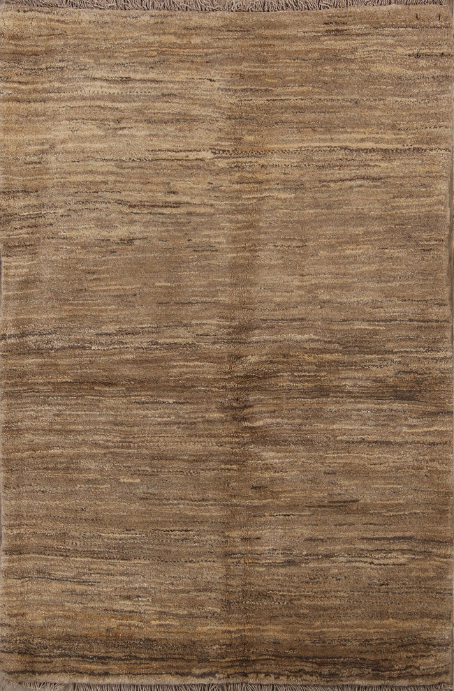 Gabbeh Oriental Modern Solid Color Hand Made Persian Rug, Beige, 5'1"x3'5"