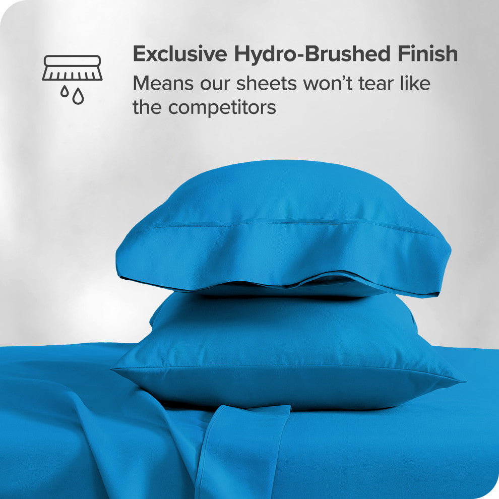 Bare Home 1800 Microfiber Sheet Set, Medium Blue, Queen
