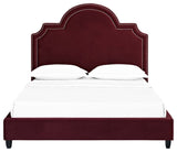 Maroon Primrose Queen Performance Velvet Platform Bed