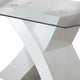 Benzara BM207743 Dining Table With Square Glass Top, White and Clear