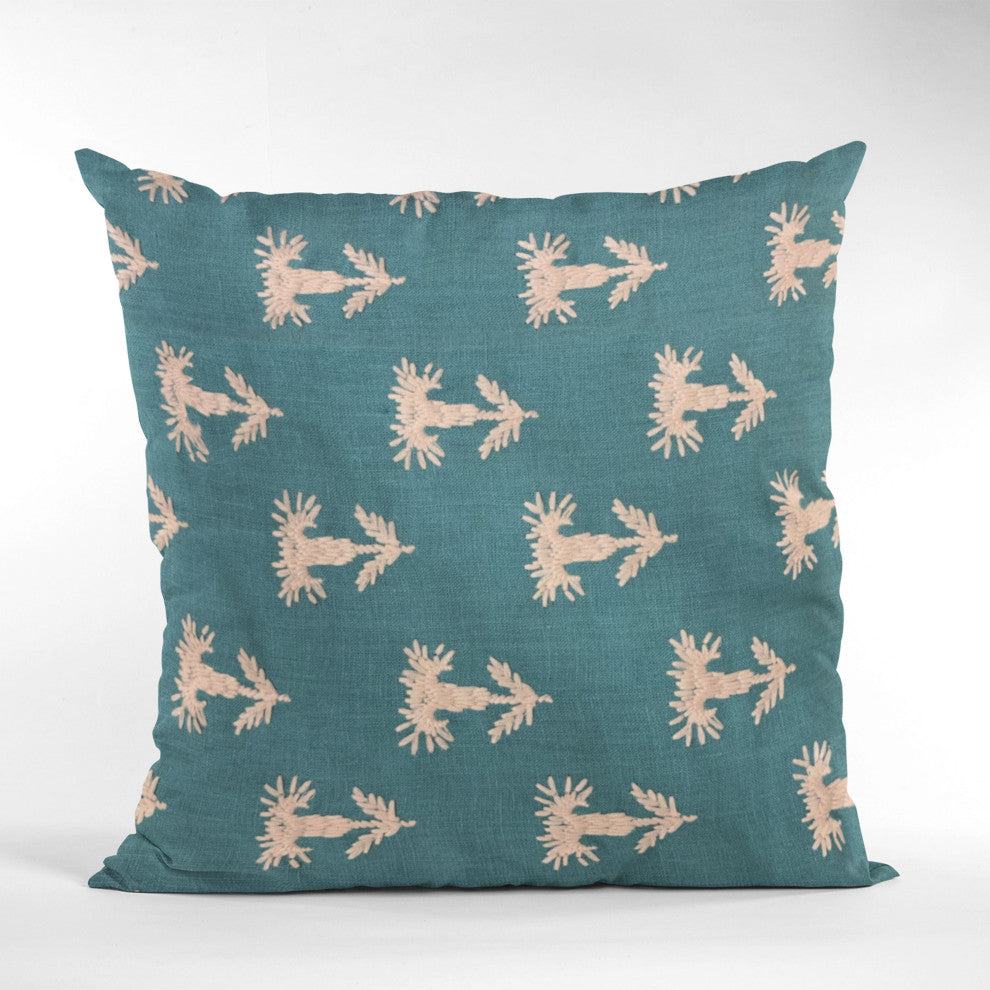 Plutus Blue Growth Motif Luxury Throw Pillow, 18"x18"