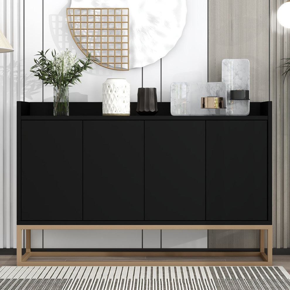 TATEUS 47" Modern Sideboard Buffet Cabinet For Dining Room Kitchen, Black