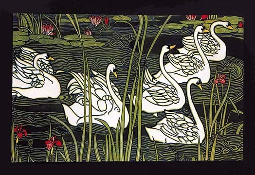 Journal de La Beaute / Swans - Gallery Wrapped Canvas Art 28" x 42"