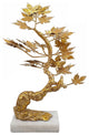Benzara BM285580 17" Maple Tree Accent Decor With Leaves, Marble Base, Gold