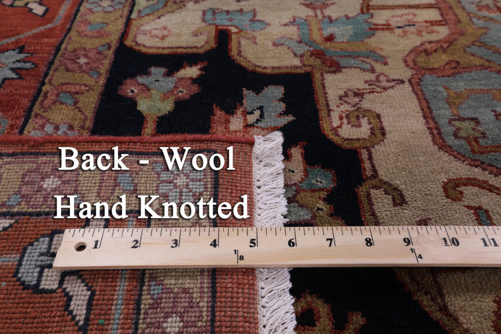 Hand Knotted Persian Fine Serapi Wool Rug 9' 0" X 11' 10" - Q14700