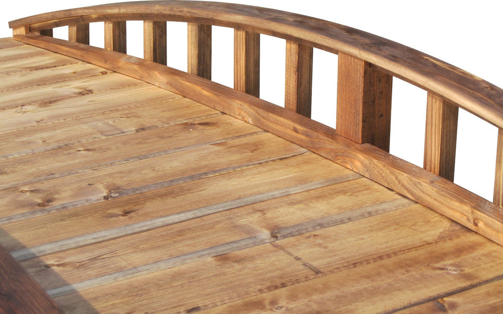 SamsGazebos Japanese Crescent Wood Garden Bridge 8 ft