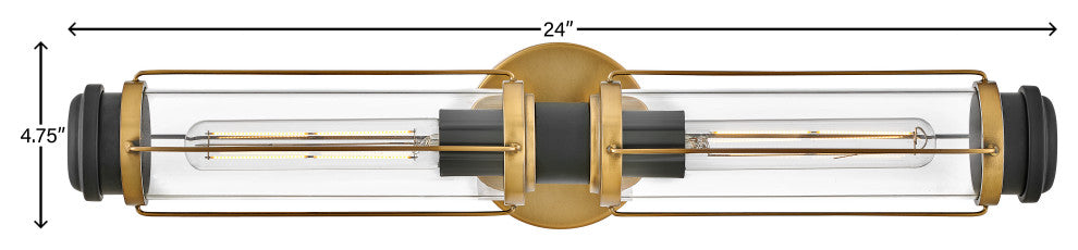 Hinkley Masthead Small Two Light Vanity, Heritage Brass