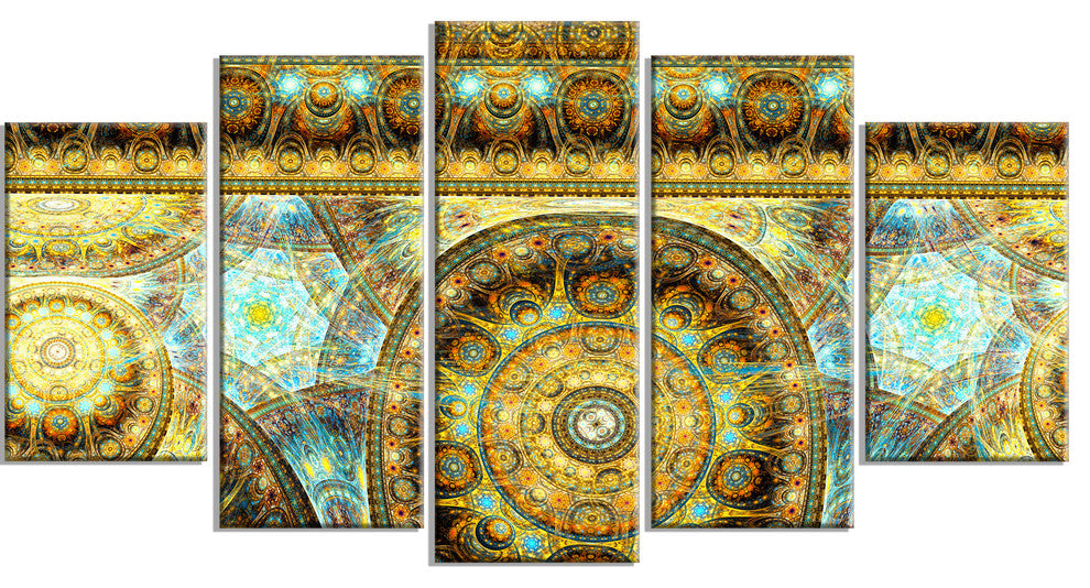 Brown Extraterrestrial Life Cells, Floral Canvas Art Print, 60"x32", 5 Panels