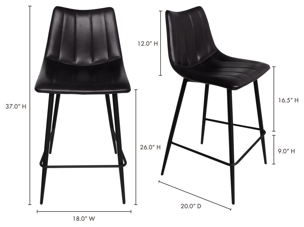 Contemporary Alibi Counter Stool Matte Black - M2 - Black