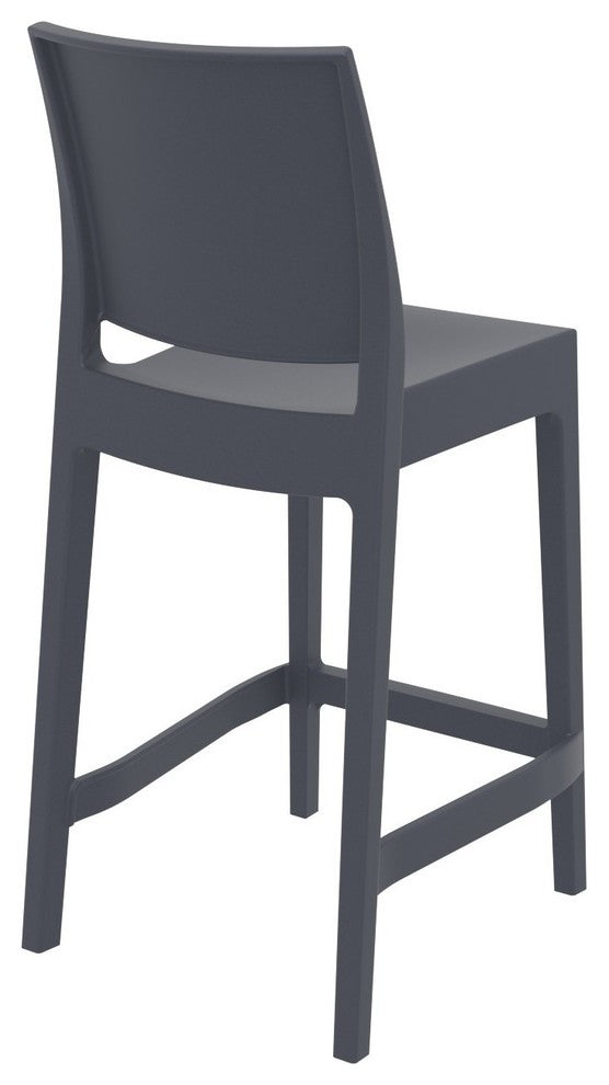Maya Resin Counter Stool, Dark Gray, Set of 2