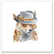 Funny Hat Fashion Fo"x Animal Watercolor Painting, 12"x12"