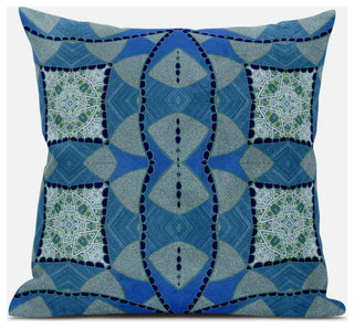 18" Aqua Sky Blue Cosmic Circle Boho Suede Throw Pillow
