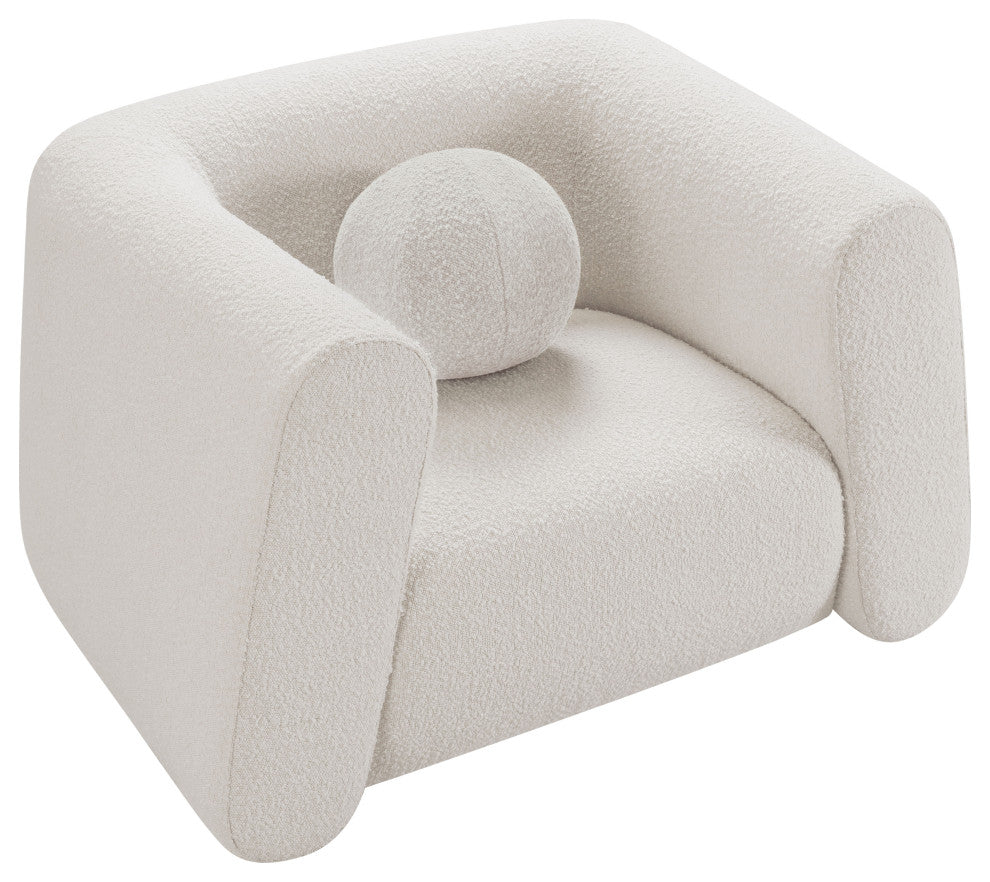 Abbington Boucle Fabric Upholstered Chair, Cream