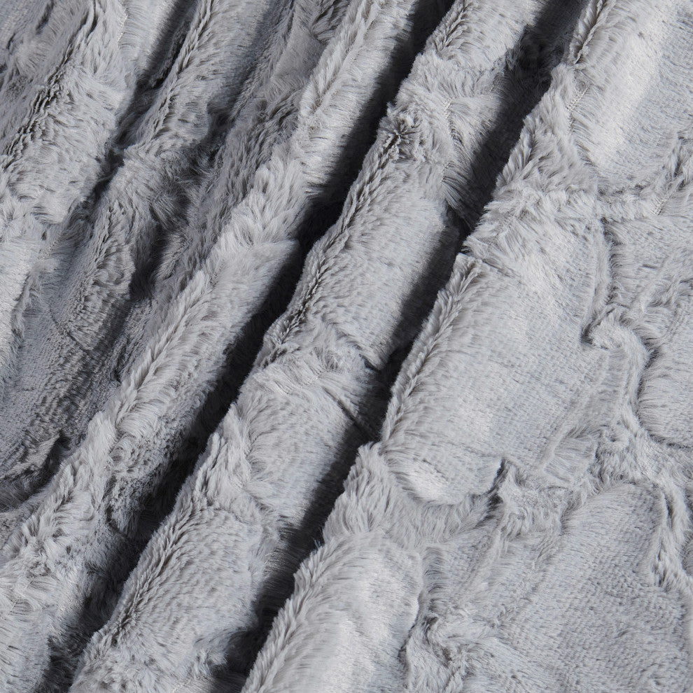 Ashley Brushed Faux Fur & Matching Sherpa Borrego Backing Throw, Gray, 50" X 60"