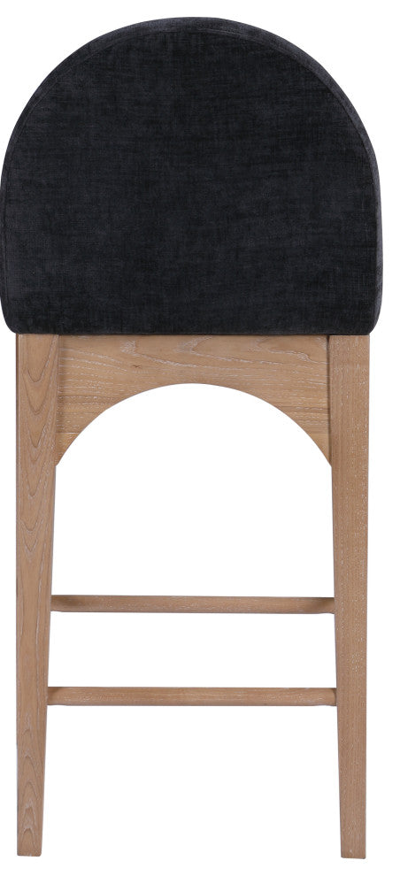 Waldorf Chenille Upholstered Stool, Black, Chenille, Natural Finish, Black, Chenille Fabric, Natural Finish