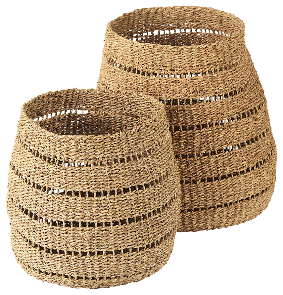 Hayes Medium Brown Seagrass Round Baskets (Set of 2)