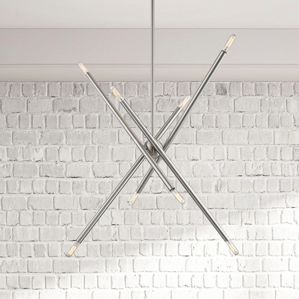 Livex Lighting Soho 8 Light Brushed Nickel Linear Chandelier