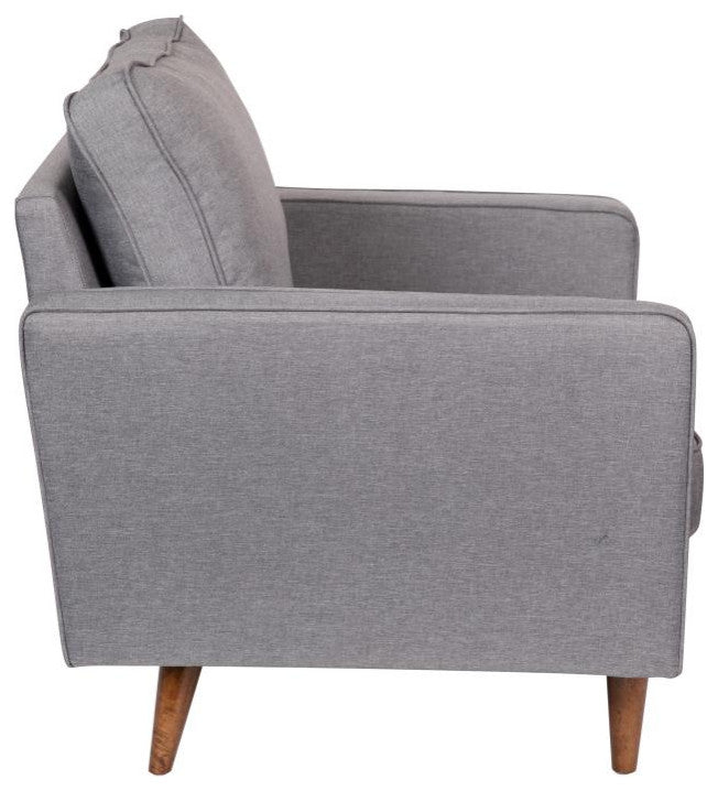Hudson Commercial Grade Armchair WithTufted Faux Linen Upholstery, Slate Gray