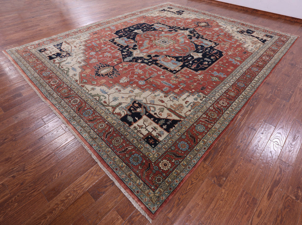 11' 9" X 14' 9" Persian Fine Serapi Hand Knotted Wool Rug - Q14709