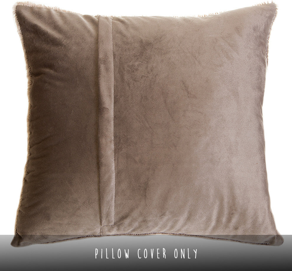 Faux Fur Throw Pillow 18"X18" (Cover Only), Grey Mink Plush Rabbit Hair