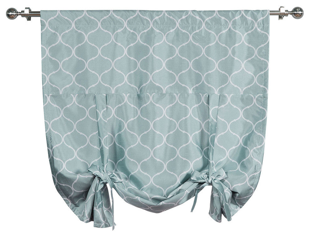 Faux Silk Quatrefoil Tie Up Shade with Blackout Lining