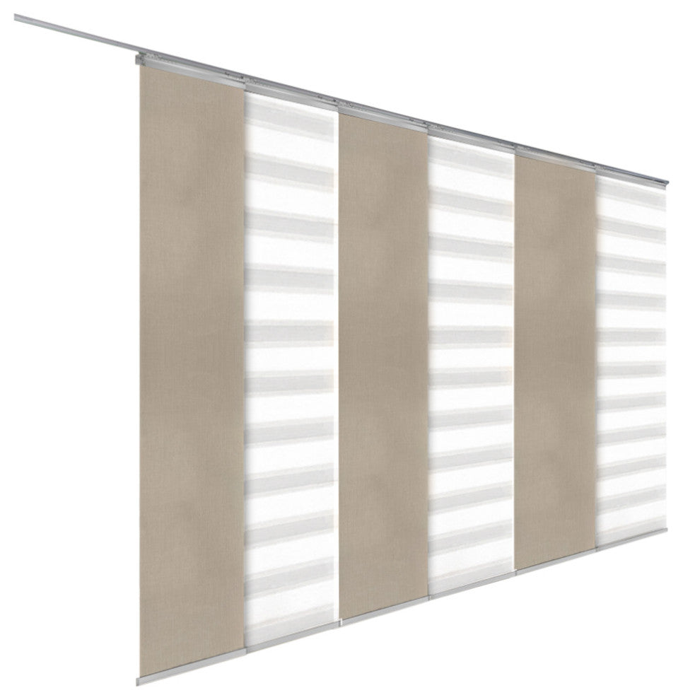 Blanched White-Alabaster 6-Panel Track Extendable Vertical Blinds 94"Hx98-130"W