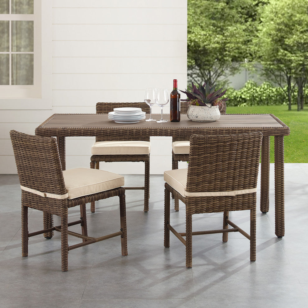 Bradenton 5Pc Wicker Outdoor Dining Set, Sand