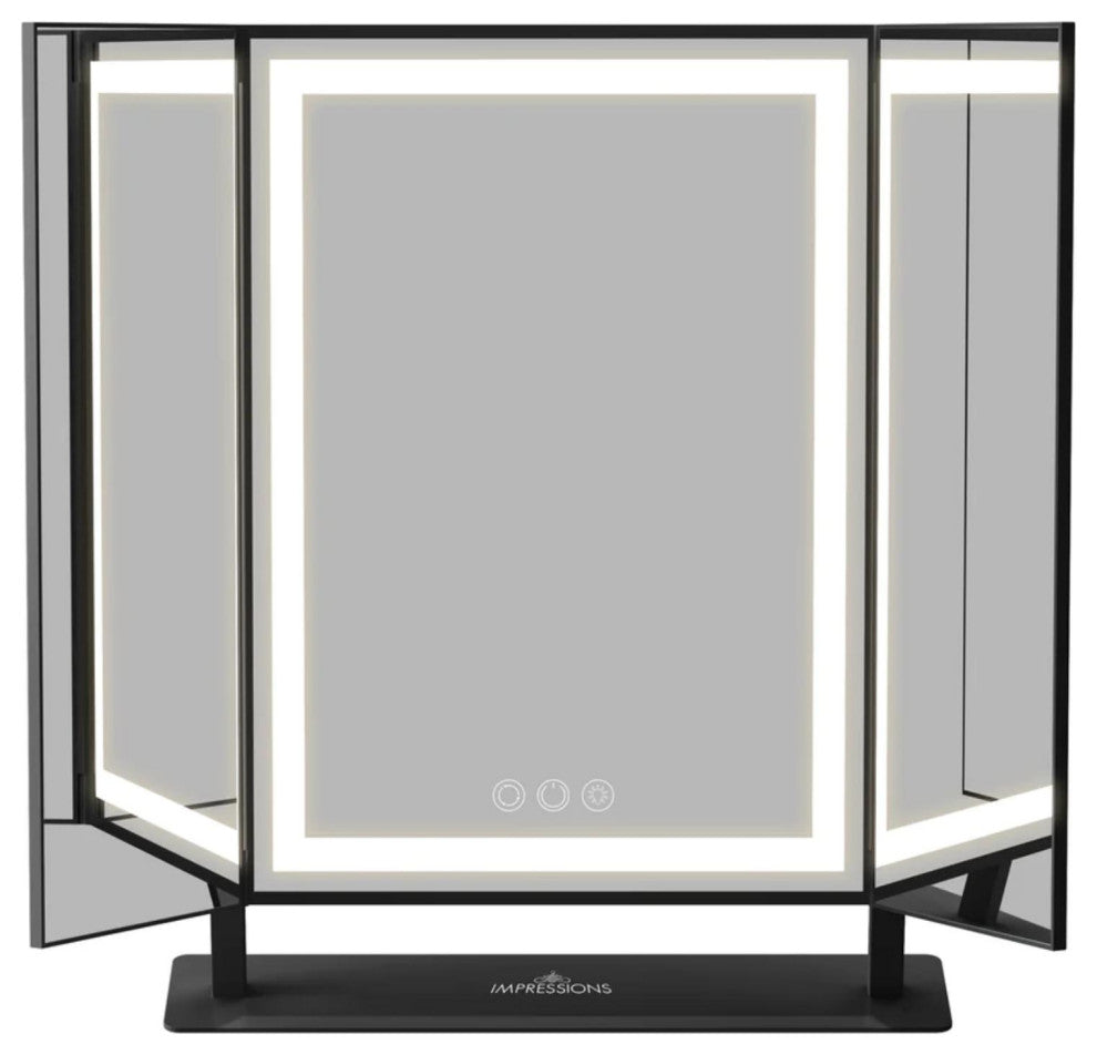 Lavish Tri-Fold LED Tri Tone Makeup Mirror, Black