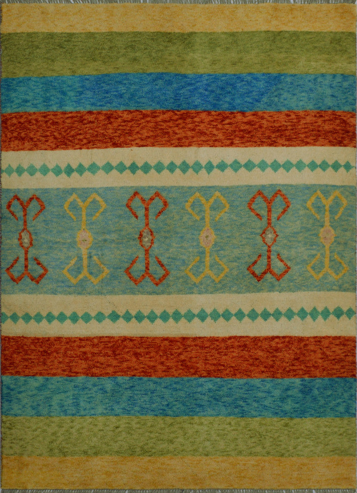 Balochi Anllela Blue/Rust Rug, 4'11x6'7