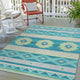 Indoor/Outdoor Phoenix PH3 Teal Machine Washable 3' x 5' Rug