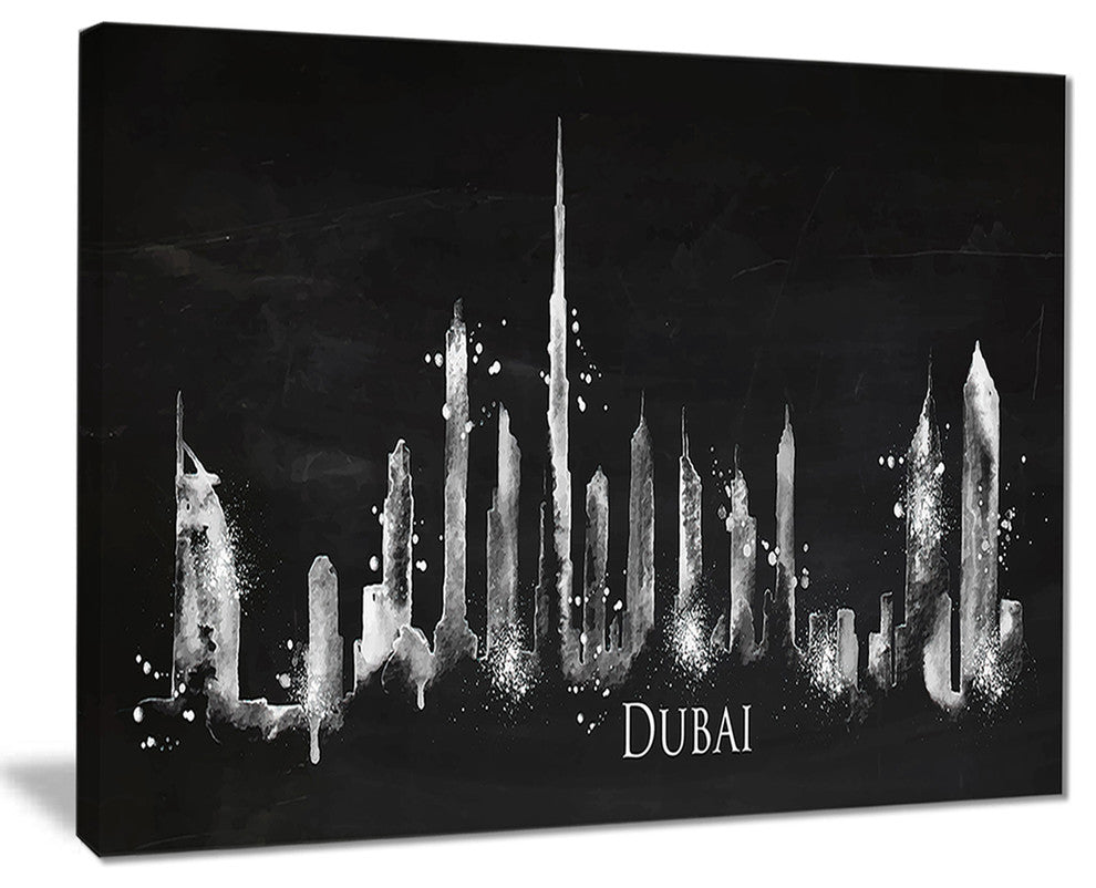 "Dubai Dark Silhouette" Canvas Print