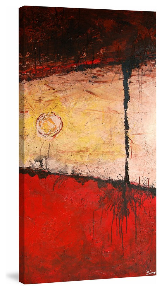 "Rooted in Red" Painting Print on Wrapped Canvas, 12"x24"