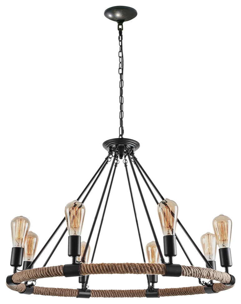 Modern Farmhouse Wagon Wheel Light Fixture, 8 Light